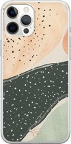 iPhone 12 Pro Max hoesje - Abstract peach - Soft Case Telefoonhoesje - Print - Multi