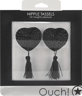 Nipple Tassels - Heart - Black - Nipple Vibrators & Stickers
