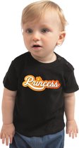 Princess Koningsdag t-shirt zwart voor babys -  Koningsdag shirt / kleding / outfit 74
