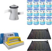 WAYS - Zwembad Onderhoud - 2x Zwembad Verwarming & Filterpomp 1250 L/u & 12 Filters Type H & WAYS Scrubborstel