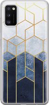 Samsung Galaxy A41 siliconen hoesje - Geometrisch fade art - Soft Case Telefoonhoesje - Blauw - Print