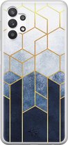 Samsung Galaxy A32 5G siliconen hoesje - Geometrisch fade art - Soft Case Telefoonhoesje - Blauw - Print