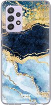 HappyCase Samsung Galaxy A72 Hoesje Flexibel TPU Blauw Marmer Print