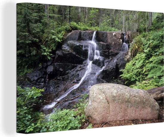 Cascade dans les bois du parc national de Skuleskogen en Suède Toile 90x60 cm - Tirage photo sur toile (décoration murale salon / chambre)