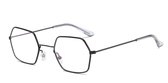 Hidzo Zonnebril Achthoek Zwartkleurig - UV 400 - Transparant Glazen - Inclusief Brillenkoker