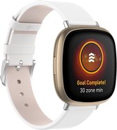 Shop4 - Fitbit Versa 4 Bandje - Fitbit Versa 3 Bandje - Fitbit Sense 2 Bandje - Fitbit Sense Bandje - Kunstleer - Wit