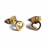 Aramat jewels ® - Open hartjes oorbellen goudkleurig zweerknopjes chirurgisch staal 6mm