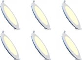 LED Downlight Slim 6 Pack - Inbouw Rond 3W - Dimbaar - Warm Wit 3000K - Mat Wit Aluminium - Ø90mm