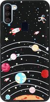ADEL Siliconen Back Cover Softcase Hoesje Geschikt voor Samsung Galaxy A11/ M11 - Ruimte Heelal Cartoon