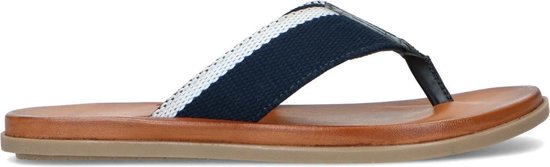 Manfield - Heren - Blauwe canvas slippers - Maat 46