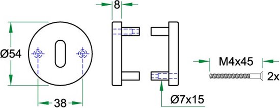 Artitec Cache rosace Store 27228 54mm acier inoxydable