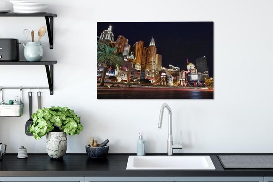 Canvas Schilderij Strip - Las Vegas - Straat - 60x40 cm - Wanddecoratie
