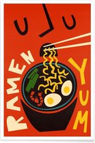 JUNIQE - Poster Yum Ramen -30x45 /Rood