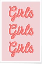 JUNIQE - Poster Girls Girls Girls -30x45 /Roze
