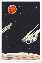 JUNIQE - Poster Space Rocket -30x45 /Zwart