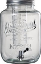 J-Line Drankdispenser Rond Glas/Metaal Transparant/Grijs