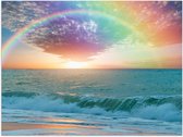 Poster – Regenboog boven Mooie Blauwe Zee - 40x30cm Foto op Posterpapier