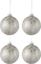 J-Line Doos Van 4 Kerstbal Glas Blinkend/Mat Antiek Zilver Large