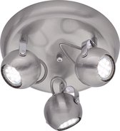 LED Plafondspot - Torna Bosty - GU10 Fitting - 3-lichts - Rond - Mat Nikkel - Aluminium