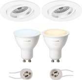 PHILIPS HUE - LED Spot Set GU10 - White Ambiance - Bluetooth - Proma Aerony Pro - Inbouw Rond - Mat Wit - Kantelbaar - Ø82mm