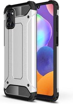 Mobigear Hoesje geschikt voor Samsung Galaxy A31 Telefoonhoesje Hardcase | Mobigear Outdoor Backcover Shockproof | Schokbestendig Galaxy A31 Telefoonhoesje | Anti Shock Proof - Zilver