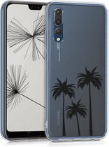 kwmobile telefoonhoesje voor Huawei P20 Pro - Hoesje voor smartphone in zwart / transparant - Palbomen design