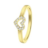 Lucardi Meisjes Kinder ring met plating - Hart - Zirkonia - Cadeau - Echt Zilver - Goudkleurig