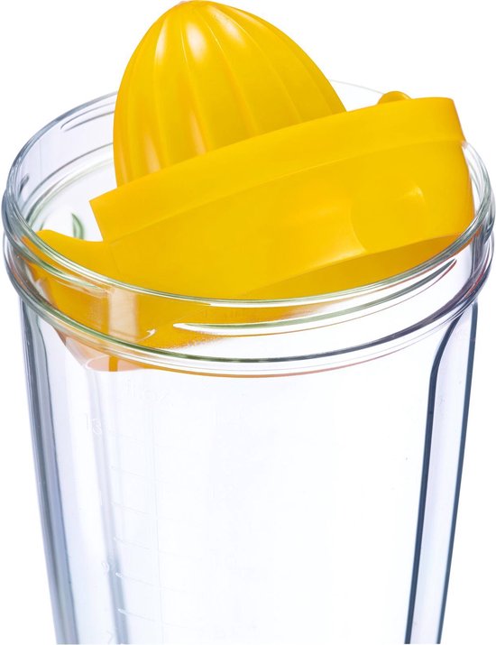 Westmark Mixbeker/shaker met citruspers en verwijderbare mengschijf, inhoud: 0,5 l, hoogte: 18,7 cm, kunststof, BPA-vrij, Press + Shake, kleur: doorzichtig/groen/geel, 30792270 van Westmark — afbeelding 4