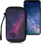 kwmobile hoesje voor smartphones L - 6,5" - hoes van Neopreen - Sterrenstelsel en Boom design - roze / donkerblauw / zwart - binnenmaat 16,5 x 8,9 cm