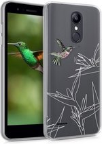 kwmobile telefoonhoesje voor LG K8 (2018) / K9 - Hoesje voor smartphone in roze / wit / transparant - Kolibri en Bloemen design