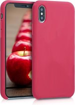 kwmobile telefoonhoesje voor Apple iPhone XS - Hoesje met siliconen coating - Smartphone case in fuchsia / rood