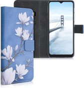 kwmobile telefoonhoesje geschikt voor Motorola Moto G9 Play / Moto E7 Plus - Backcover voor smartphone - Hoesje met pasjeshouder in taupe / wit / blauwgrijs - Magnolia design