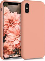 kwmobile telefoonhoesje voor Apple iPhone X - Hoesje met siliconen coating - Smartphone case in roze grapefruit