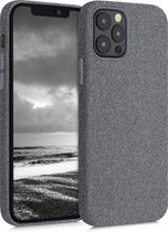 kwmobile hoesje voor Apple iPhone 12 / 12 Pro - Stoffen backcover voor smartphone in grijs