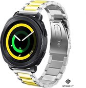 Stalen Smartwatch bandje - Geschikt voor  Samsung Gear Sport stalen bandje - zilver/goud - Strap-it Horlogeband / Polsband / Armband