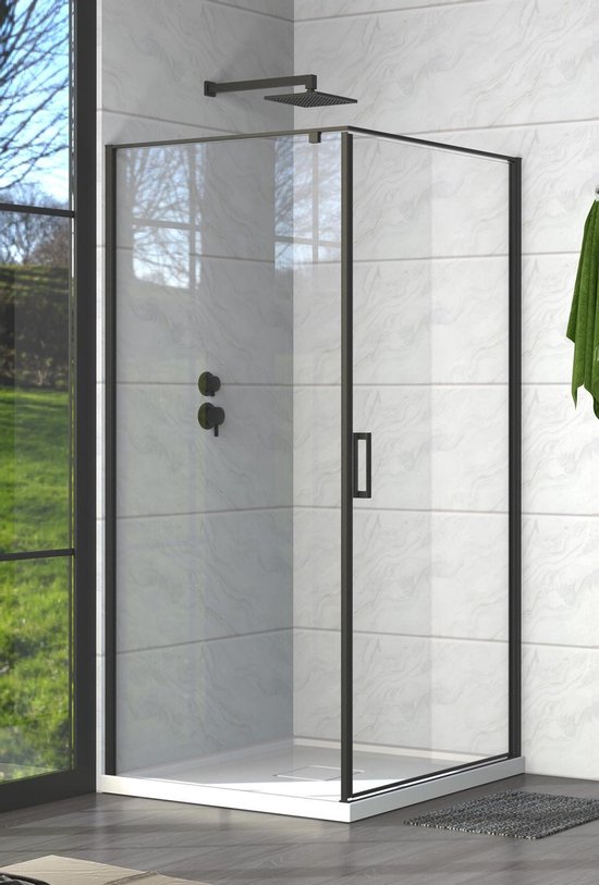 Douchecabine Alava zwart douchewand 90cm