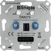 Led Duo Dimmer 2 x 3-75W Elektronische Zekering + Duo Afdekraam