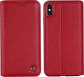 Voor iPhone XS / X GEBEI schokbestendig TPU + PU horizontaal flip lederen hoesje met kaartsleuven en houder (rood)
