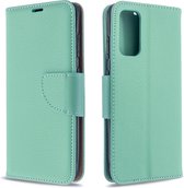 Voor Galaxy S20 Litchi Texture Pure Color Horizontale Flip PU lederen tas met houder & kaartsleuven & portemonnee & Lanyard (groen)