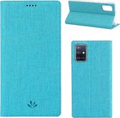 Voor Galaxy A71 Magneet Horizontaal Flip Schokbestendig TPU + PU lederen beschermhoes Kaartsleuf en houder (blauw)