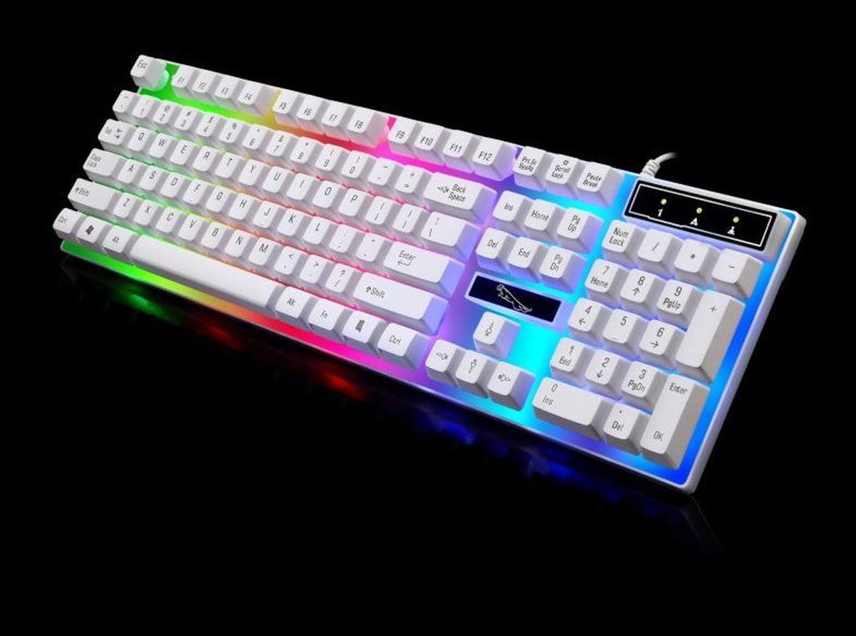 ZGB G21 104 toetsen USB Bedraad Mechanische Kleurrijke achtergrondverlichting Kantoor Computer Toetsenbord Gaming Keyboard (Wit)