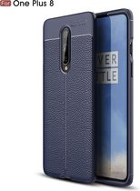 Voor OnePlus 8 Litchi Texture TPU schokbestendige hoes (marineblauw)