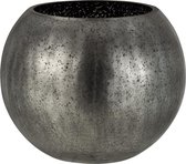 J-Line Windlicht Bol Craquele Glas Grijs Mat Large