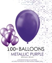 100 metallic paarse ballonnen 12 inch - 30 cm.