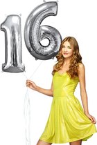 Helium gevulde cijfers 16 ballonnen zilver.