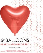 6 Chrome harten ballonnen rood.