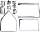 10 in 1 3D roestvrijstalen koekjesvorm Christmas Gingerbread House Baking Tools