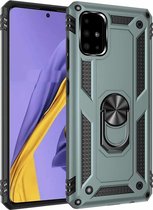 Voor Galaxy A51 Armor schokbestendig TPU + pc beschermhoes met 360 graden rotatiehouder (groen)