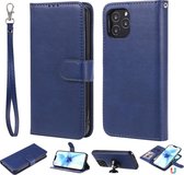 Voor iPhone 12 Max / 12 Pro 2 in 1 effen kleur afneembare PU lederen tas met kaartsleuven & magnetische houder & fotolijst & portemonnee & riem (blauw)