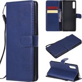 Voor Sony Xperia L4 effen kleur horizontale flip beschermende lederen tas met houder & kaartsleuven & portemonnee & fotolijst & lanyard (blauw)